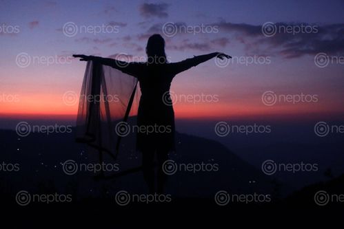 Find  the Image lady,sunset,picture,#sindhupalchok#tauthali,#stockimage#,nepal,photography,sita,maya,shrestha  and other Royalty Free Stock Images of Nepal in the Neptos collection.