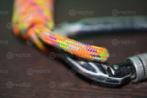 Find  the Image rope,carabiner,mountaineering  and other Royalty Free Stock Images of Nepal in the Neptos collection.